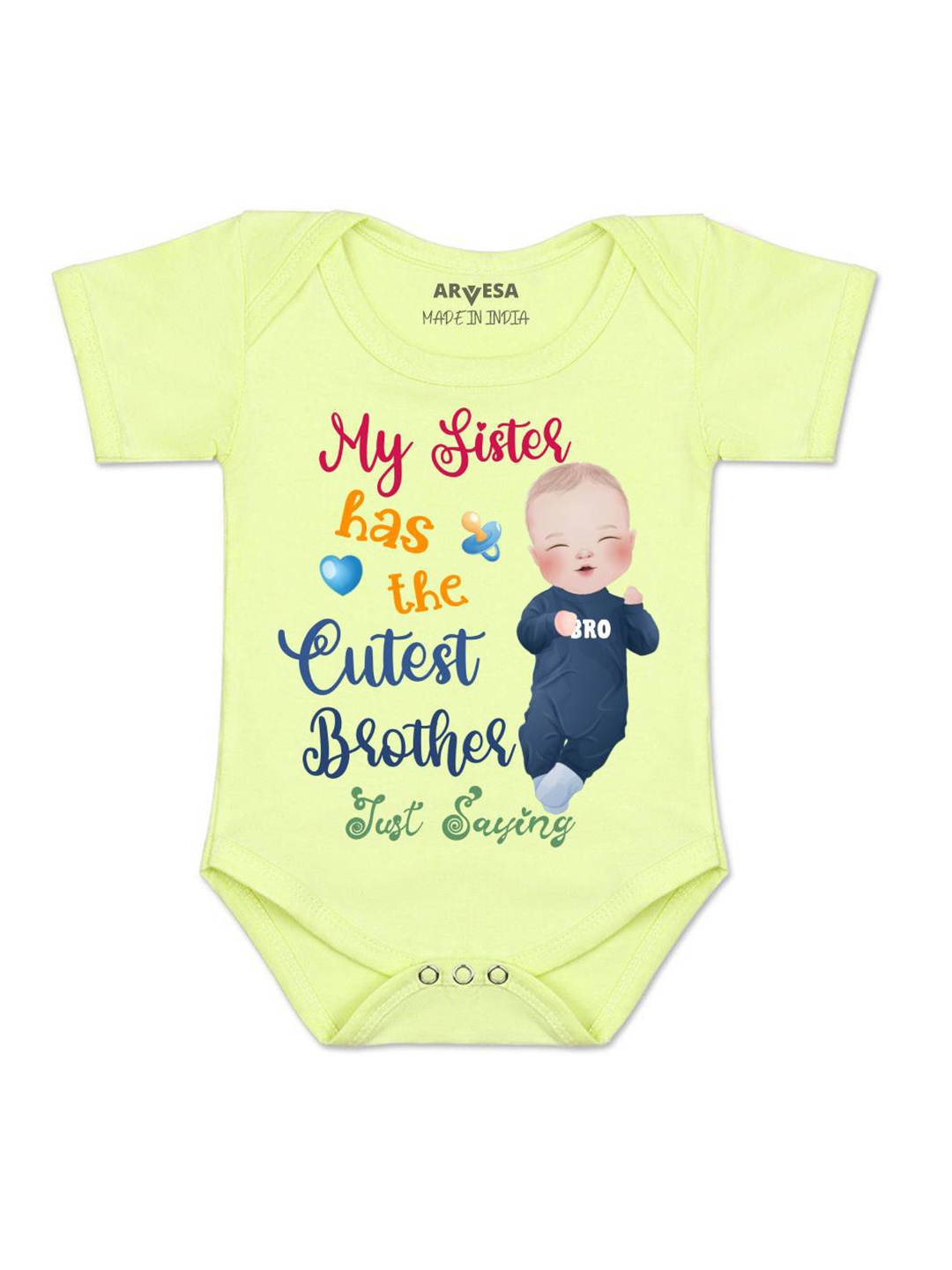 

Arvesa Sister Has The Cutest Brother Printed Romper, Yellow