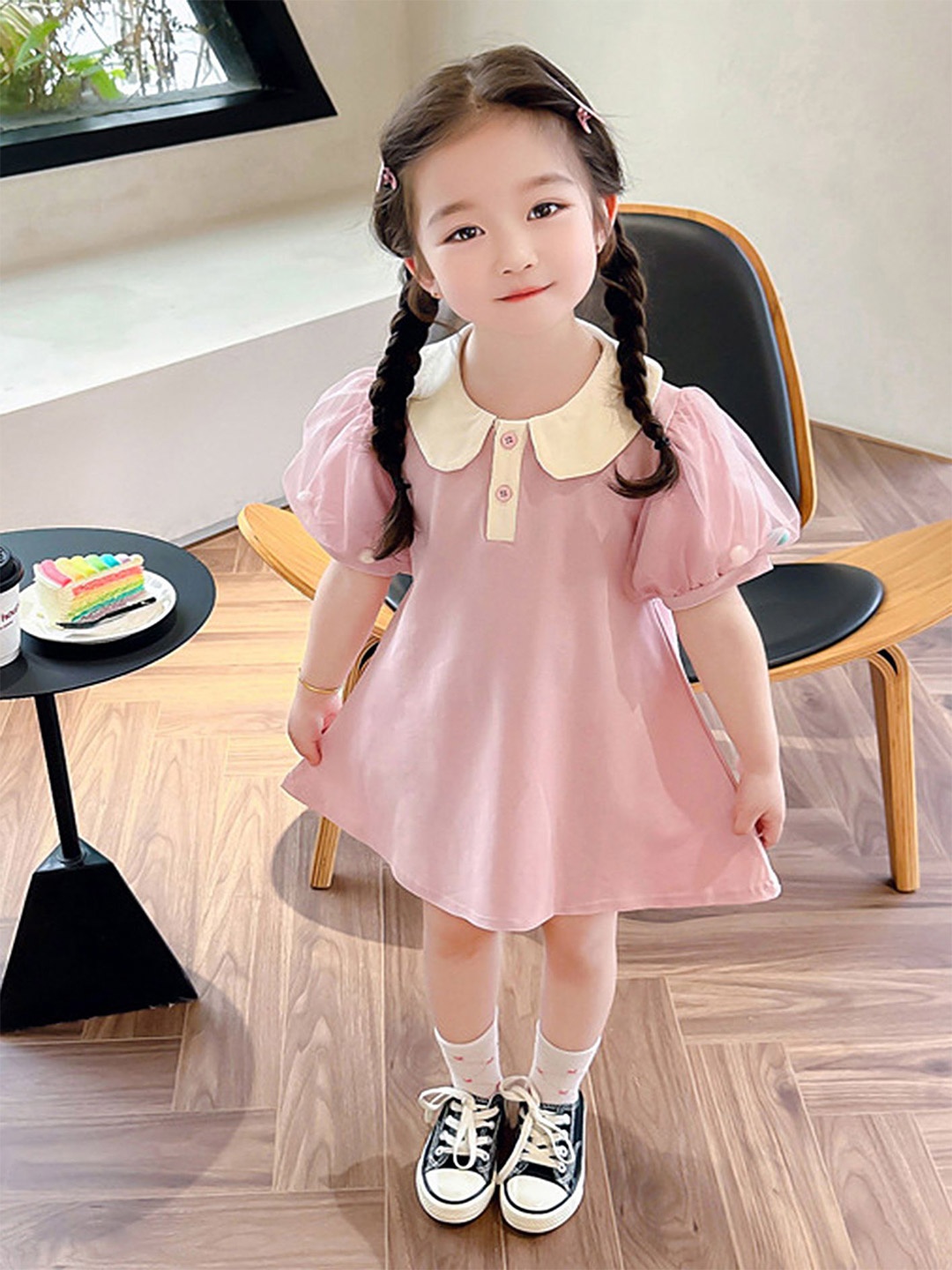 

LULU & SKY Flared Sleeve A-Line Dress, Pink