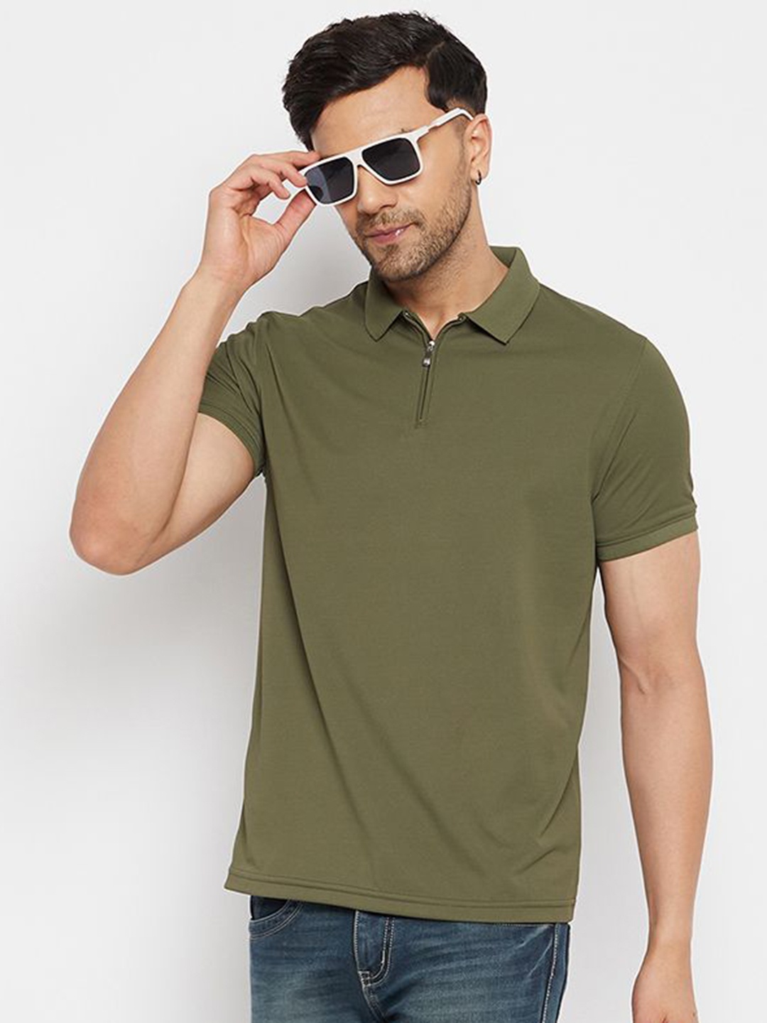 

98 Degree North Men Polo Collar T-shirt, Olive