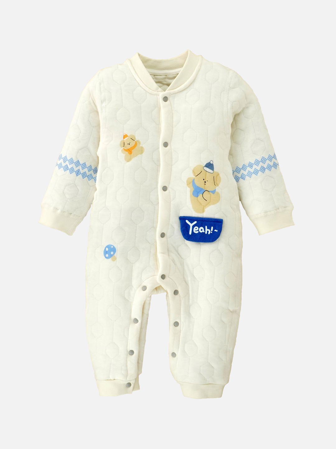 

Little Surprise Box LLP Infants Quilted Winterwear Full Sleeves Rompers, Cream