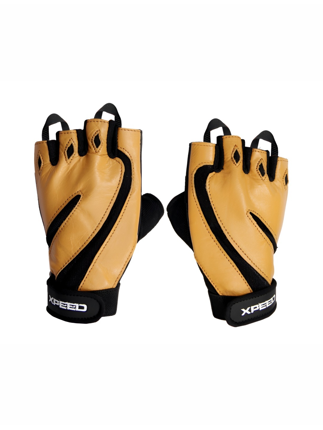 

XPEED Textured Leather Fitness Gym Gloves, Yellow