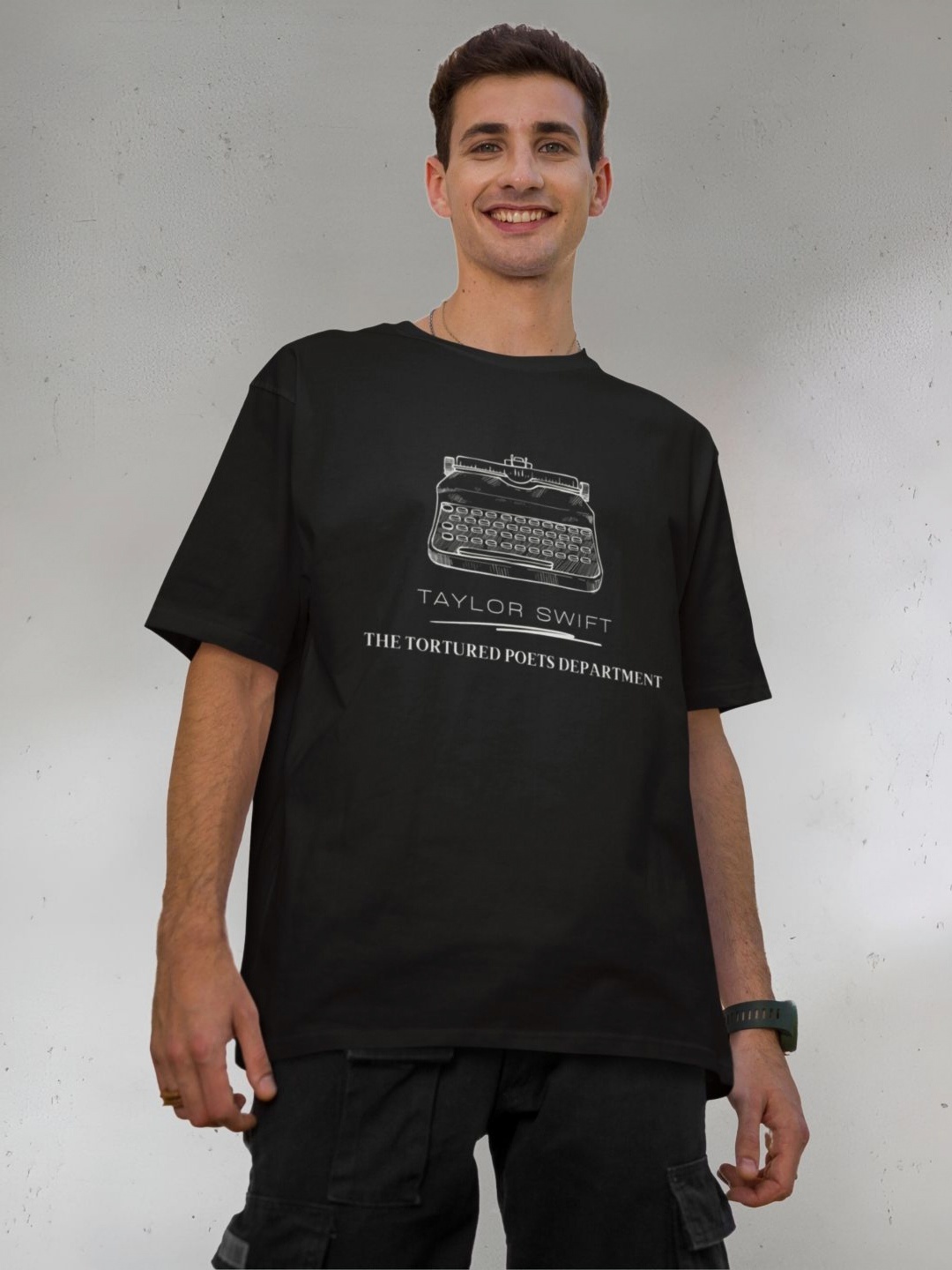 

Broke Memers Men Graphic Printed Round Neck Oversized T-shirt, Black