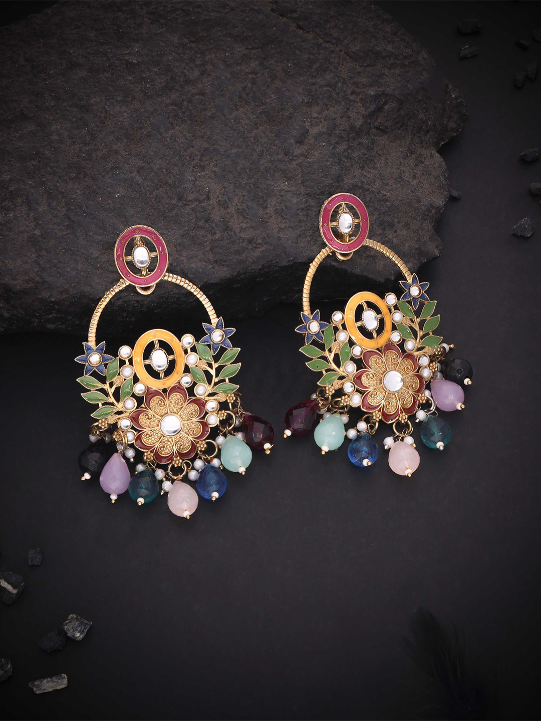 

Lyriss Gold-Plated Artificial Beads Contemporary Jhumkas
