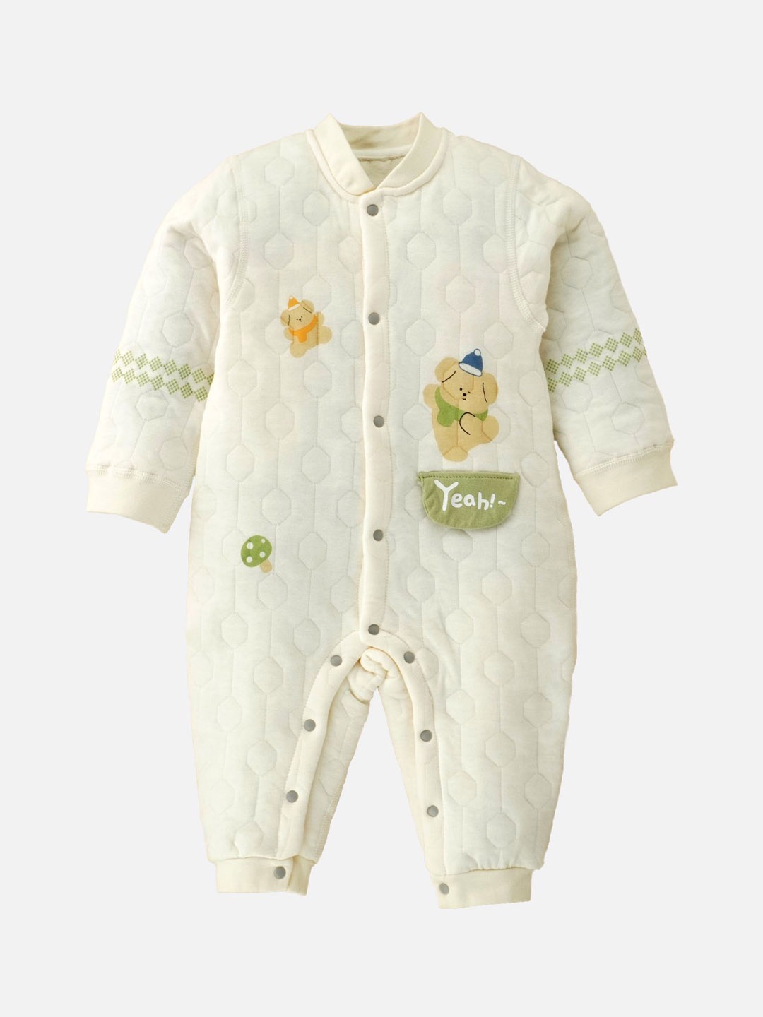 

Little Surprise Box LLP Infants Quilted Winterwear Full Sleeves Romper For Tiny Toddlers, Cream