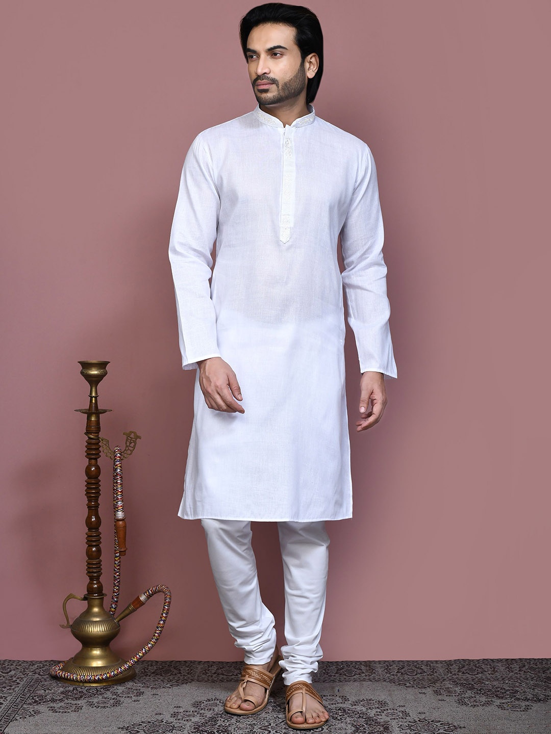 

RANAK Men Regular Pure Cotton Kurta with Pyjamas, White