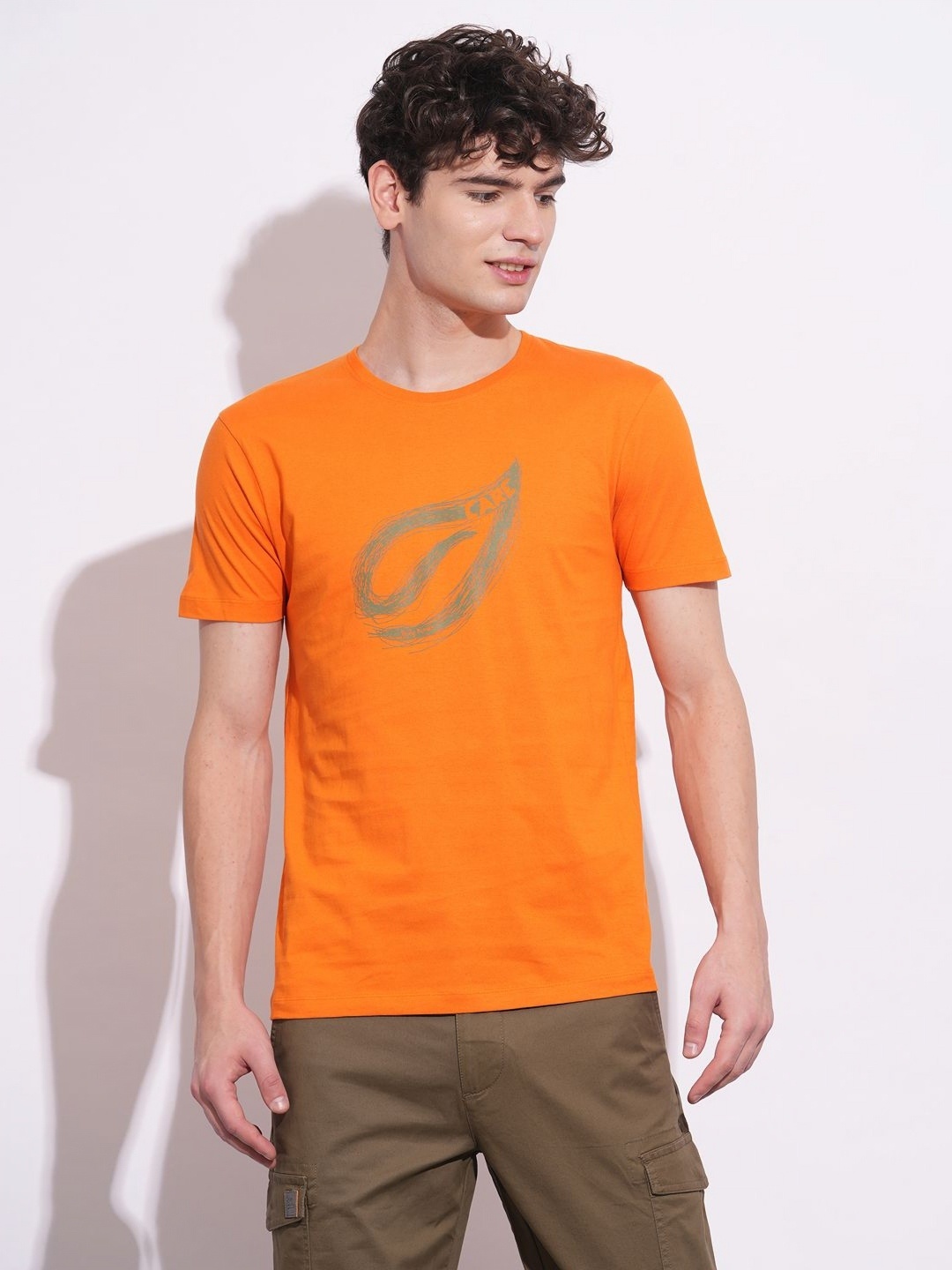 

Being Human Men Printed Slim Fit T-shirt, Orange