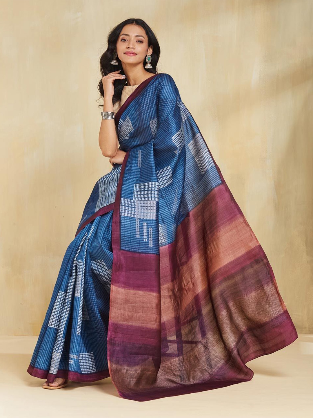 

Fabindia Pure Silk Saree, Blue