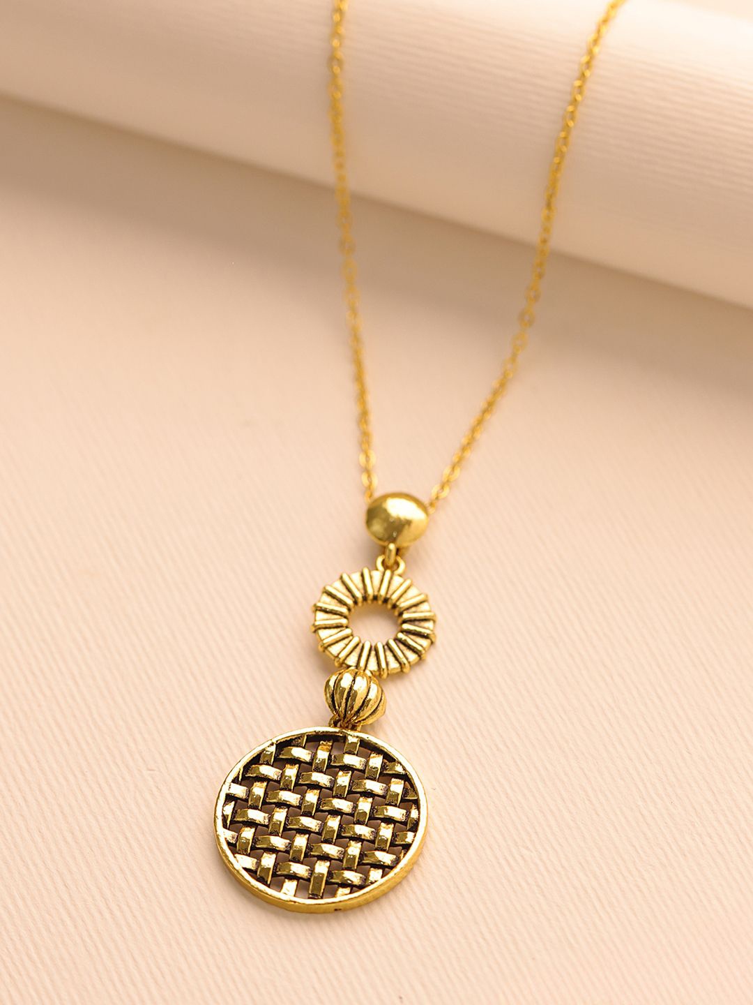 

Voylla Gold-Plated Quirky Pendant with Chain