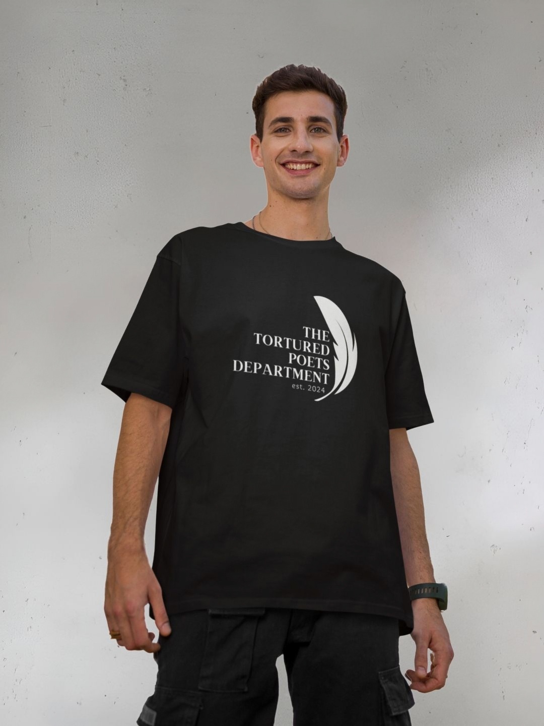 

Broke Memers Men Typography Printed Round Neck Oversized T-shirt, Black