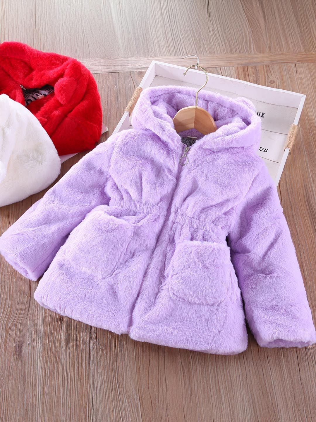 

Xsole Girls Single-Breasted Hooded Overcoat, Lavender