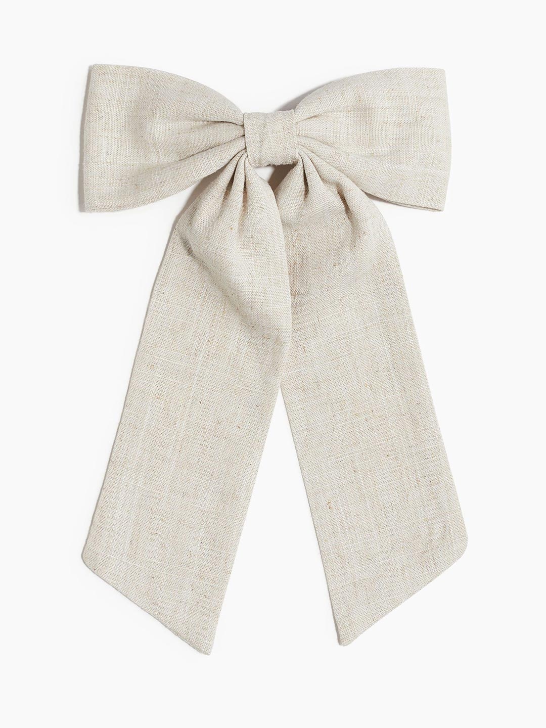 

H&M Linen-Blend Bow Hair Clip, Beige