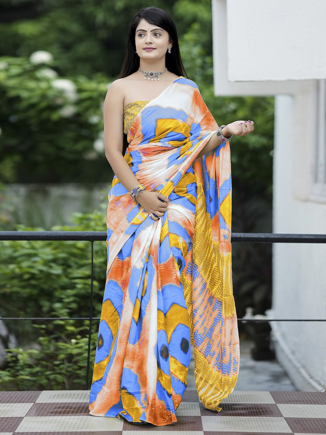 

Mitera Bagru Saree, Yellow