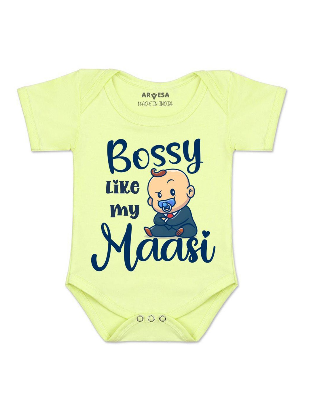 

Arvesa Infants Kids Bossy Like My Maasi Printed Cotton Romper, Yellow