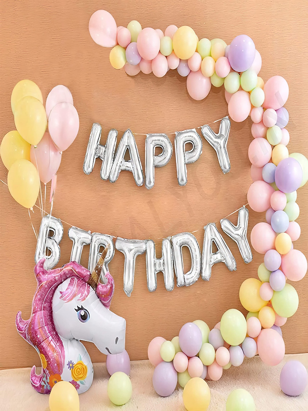 

Special You 55-Pcs Pink & Purple Unicorn Theme Happy Birthday Dcor, Yellow