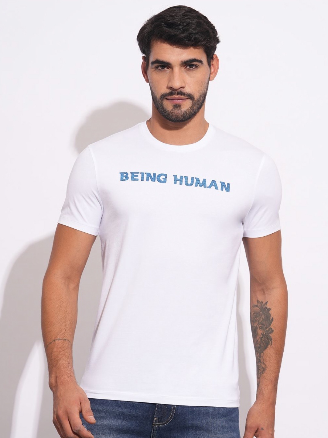 

Being Human Men Brand Logo Printed Slim Fit T-shirt, White