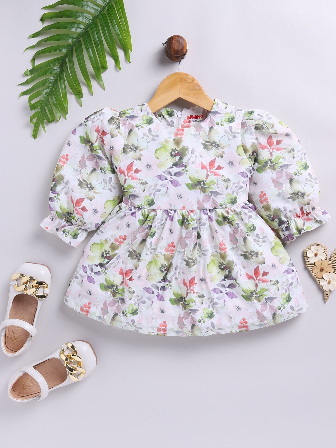 

MIMINO Floral Print Fit & Flare Dress, Green