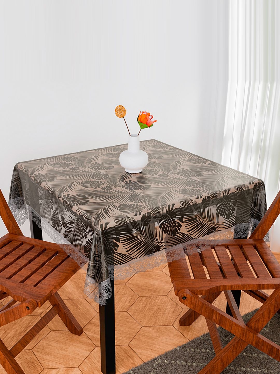 

Kuber Industries Brown & White Ethnic Motifs Anti-Skid 2-Seater Table Cover