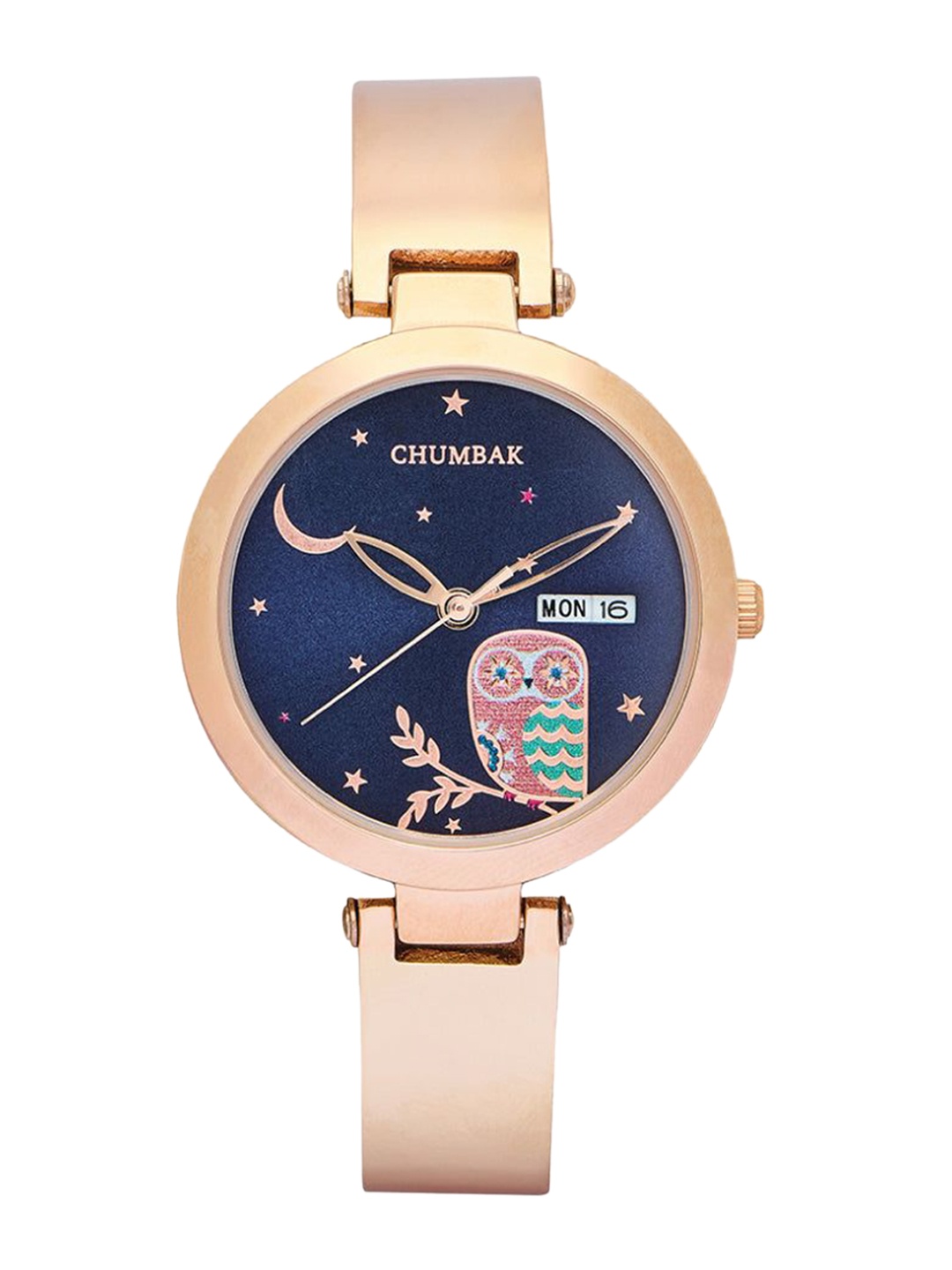 

Chumbak Women Rosegold with Navy Dial Nocturnal Metal Watch 8907605138867, Blue