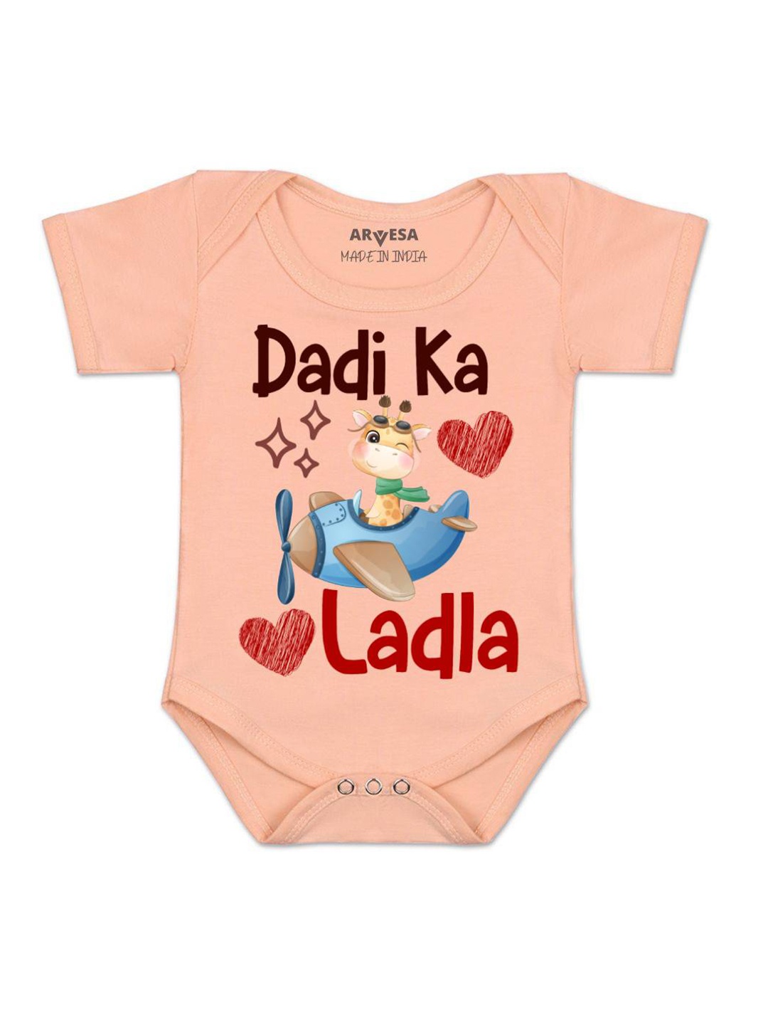 

Arvesa Kids Dadi Ka Ladla Printed Romper, Peach