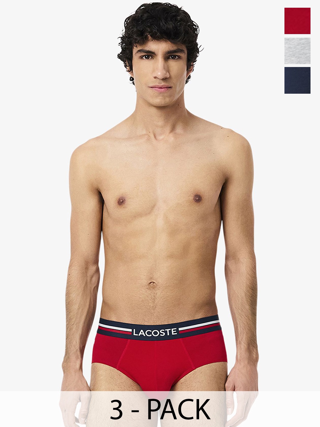 

Lacoste Pack Of 3 Mid Rise Basic Briefs 8H9464W34, Red