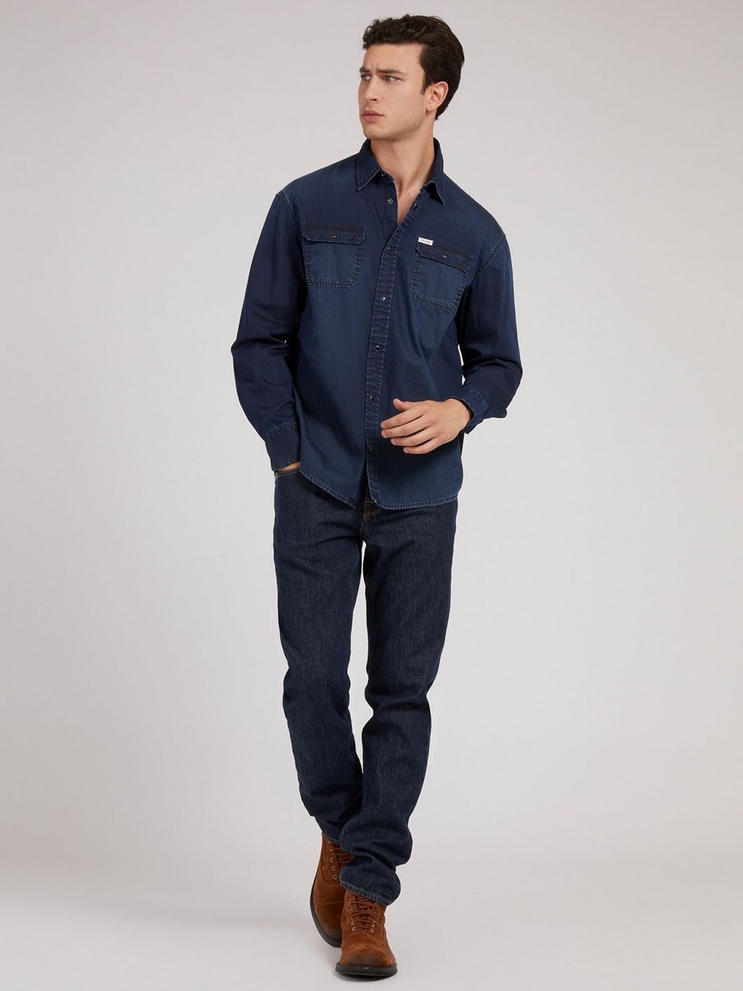 

GUESS Men Opaque Casual Shirt, Blue