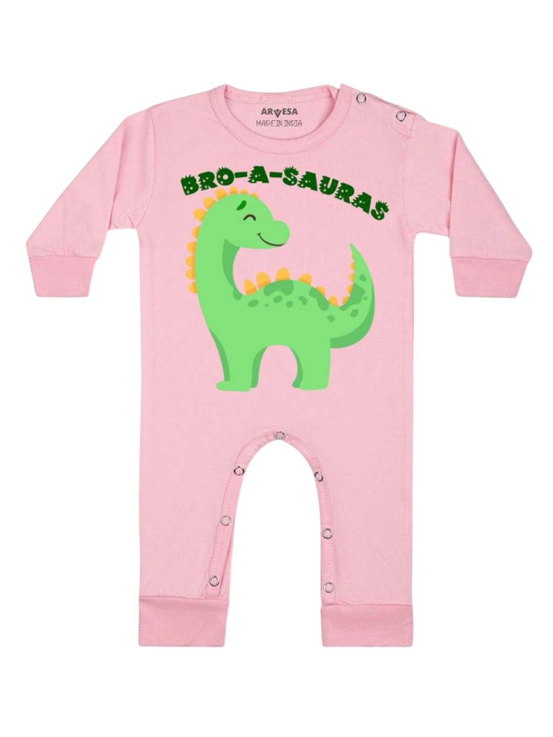 

Arvesa Kids Bro A Sauras Printed Baby Romper, Pink