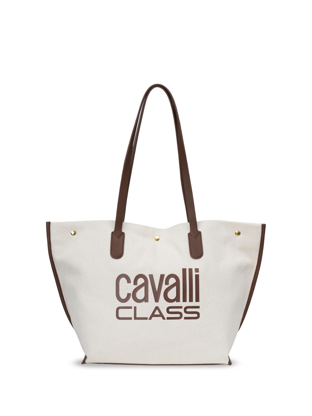 

Cavalli Class Shopper Tote Bag with Applique, Brown