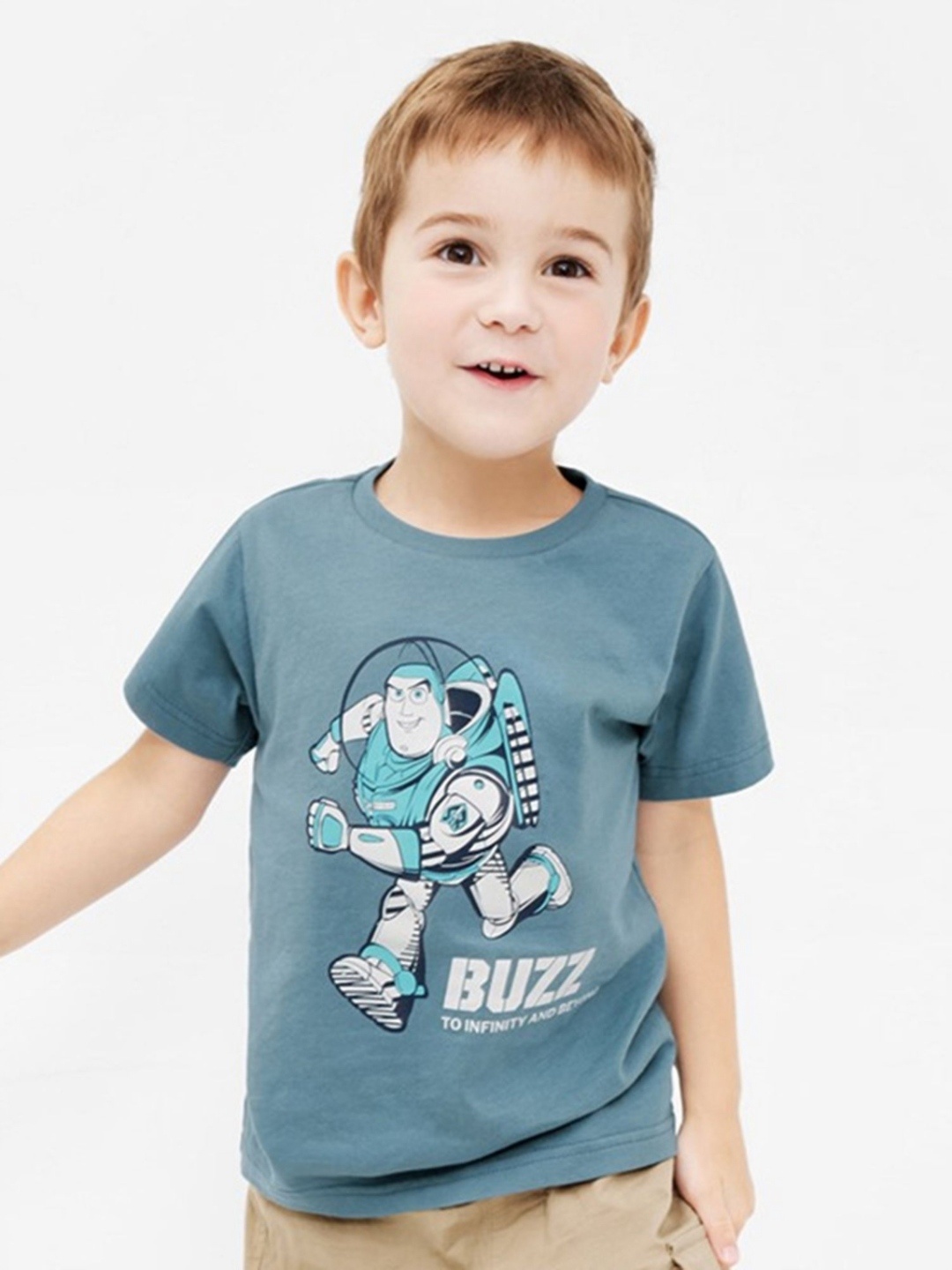 

LULU & SKY Boys Graphic Printed Round Neck Cotton T-shirt, Blue