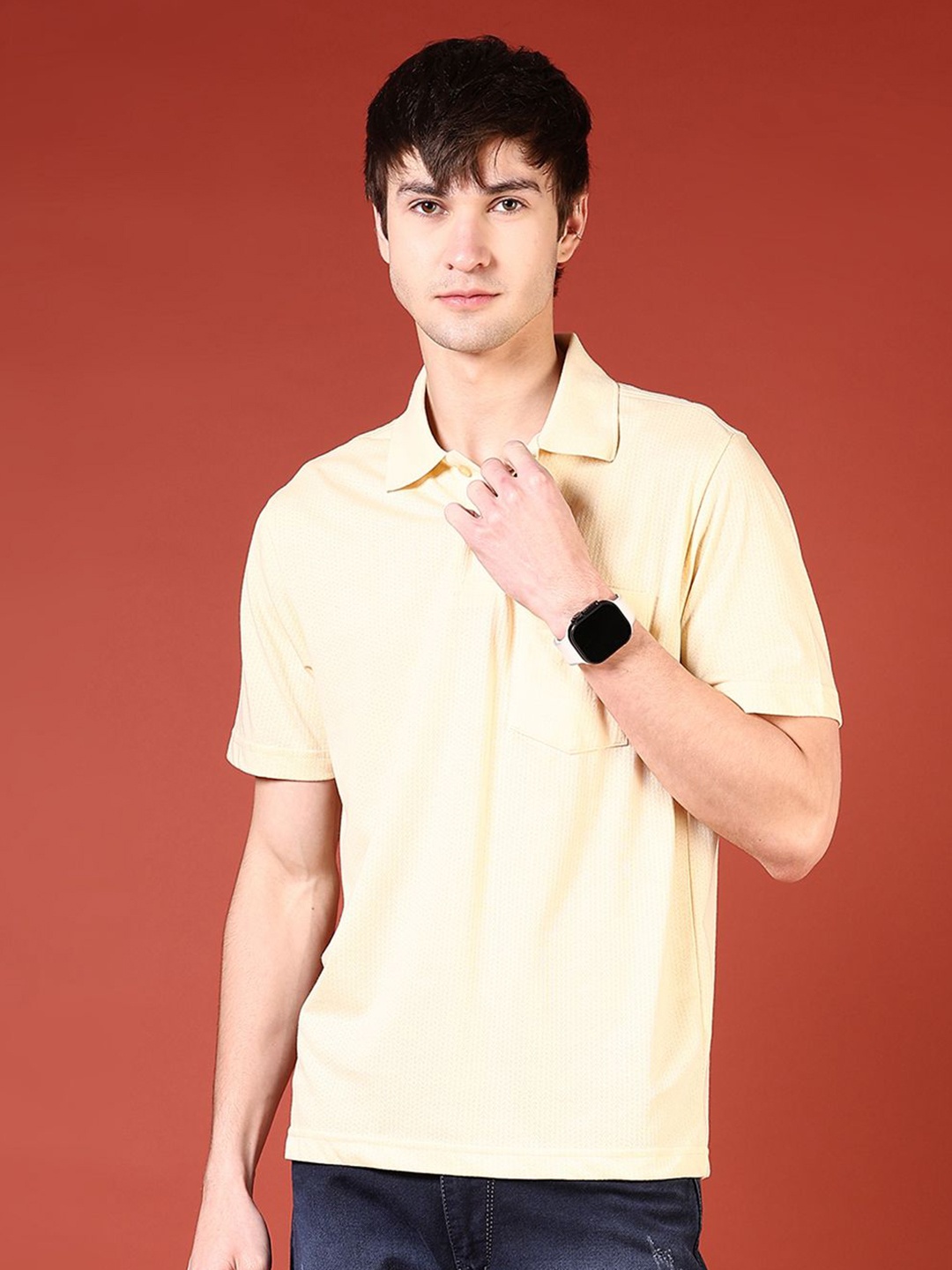 

V-Mart Men Polo Collar Pockets T-shirt, Yellow