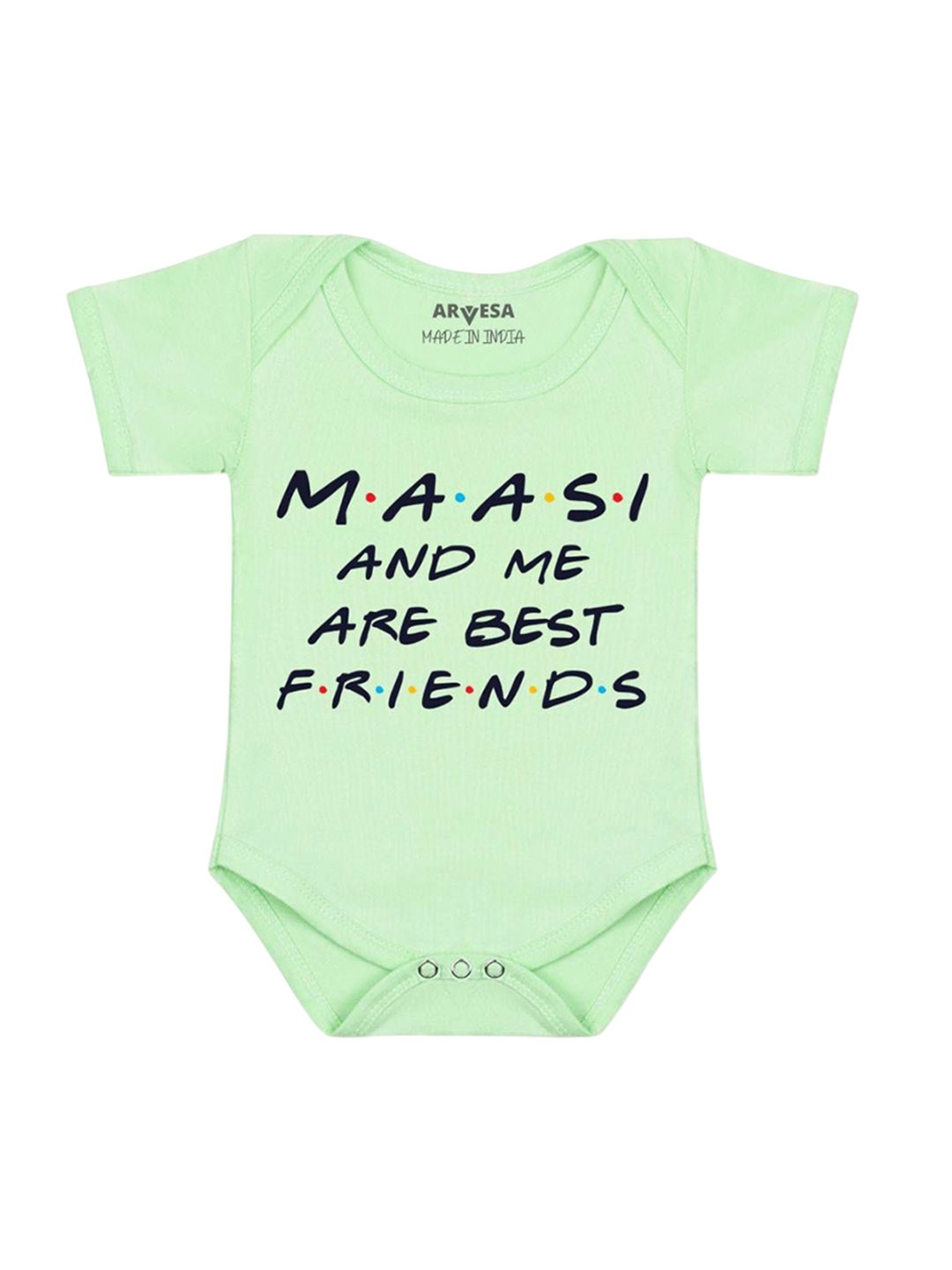 

Arvesa Kids Maasi & Me Are Best Friend Printed Romper, Green