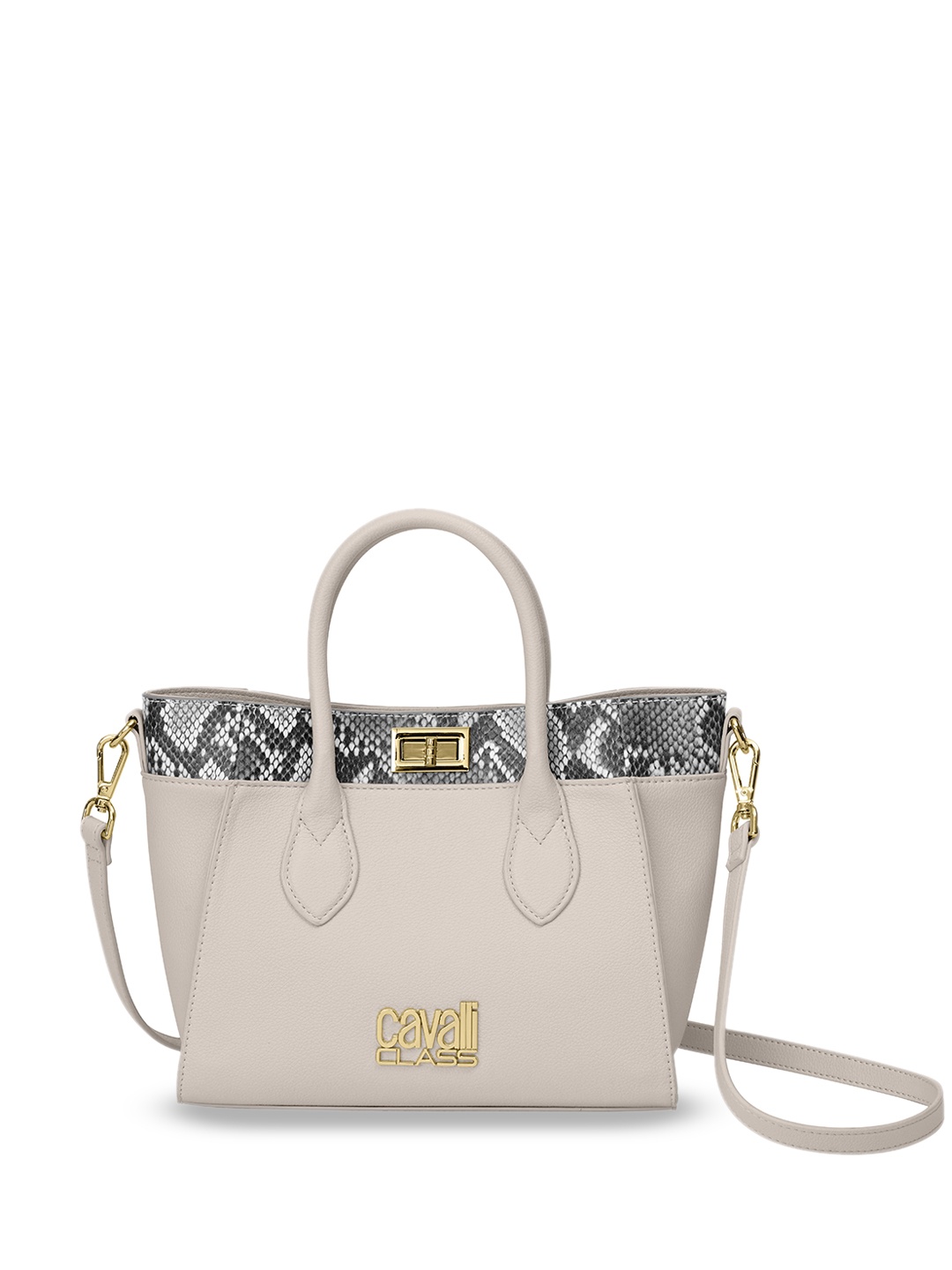 

Cavalli Class Structured Satchel with Cut Work, Peach