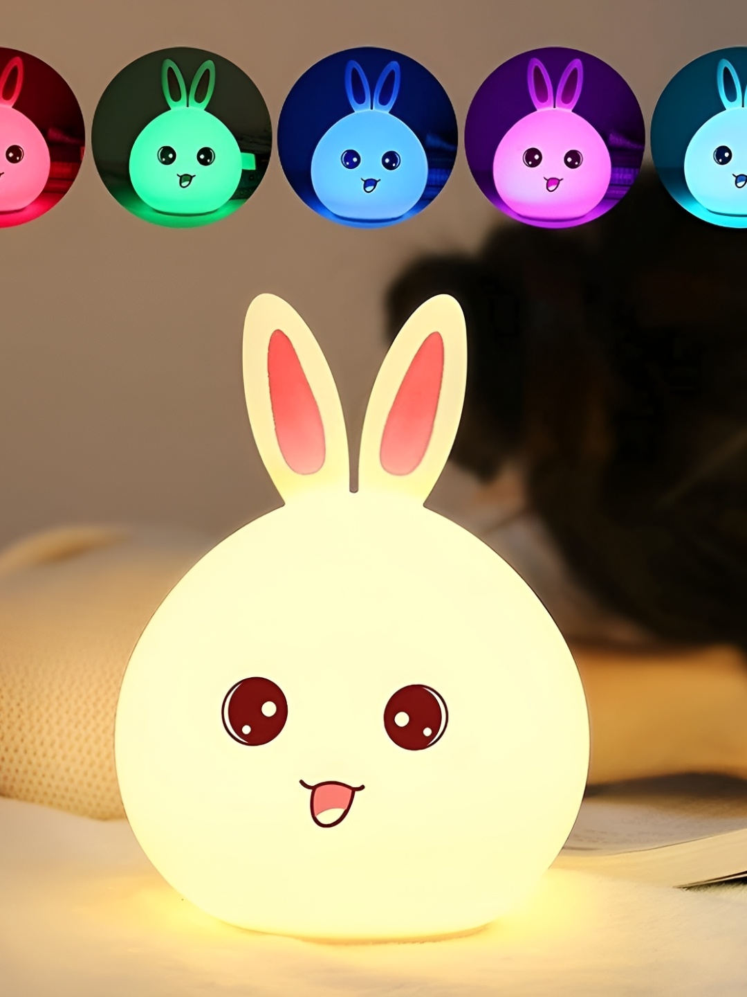 

DWIZA ENTERPRISE Yellow Color Changing Rechargeable Rabbit Shaped Night Table Lamp