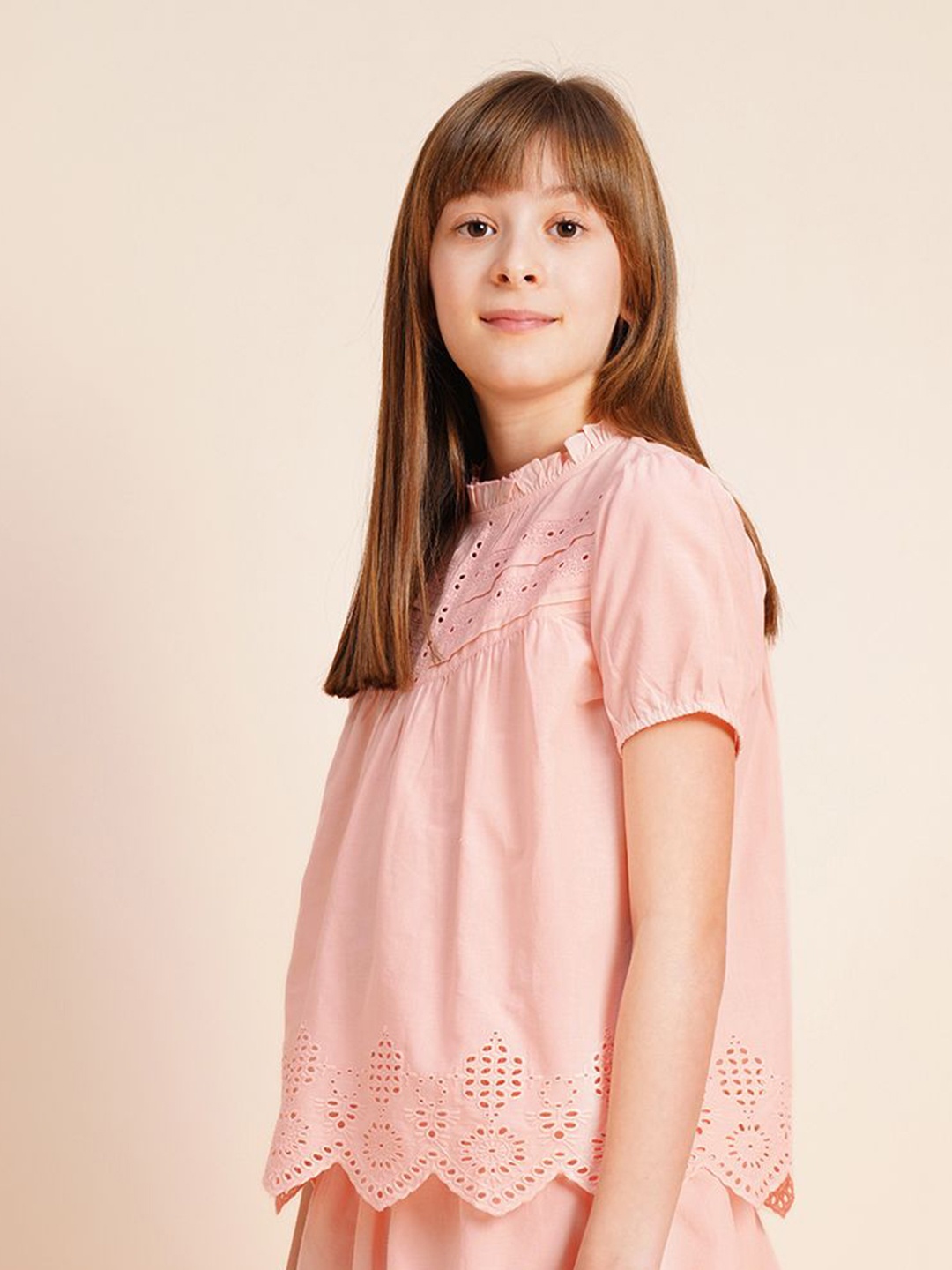 

Vero Moda Puff Sleeve Cotton Top, Pink