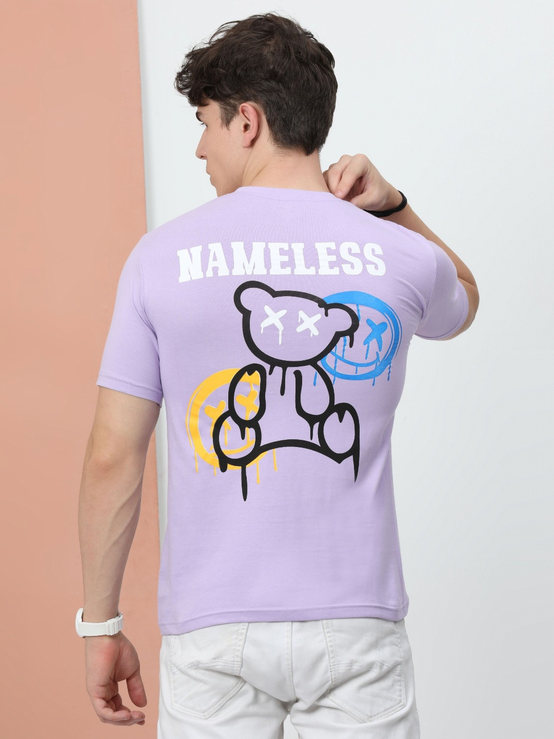 

Quco Men Graphic Printed Biowashed Round Neck Cotton Tshirt, Violet
