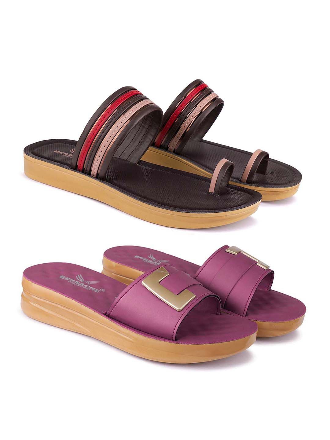 

BERSACHE Women Pack Of 2 One Toe Flats, Black