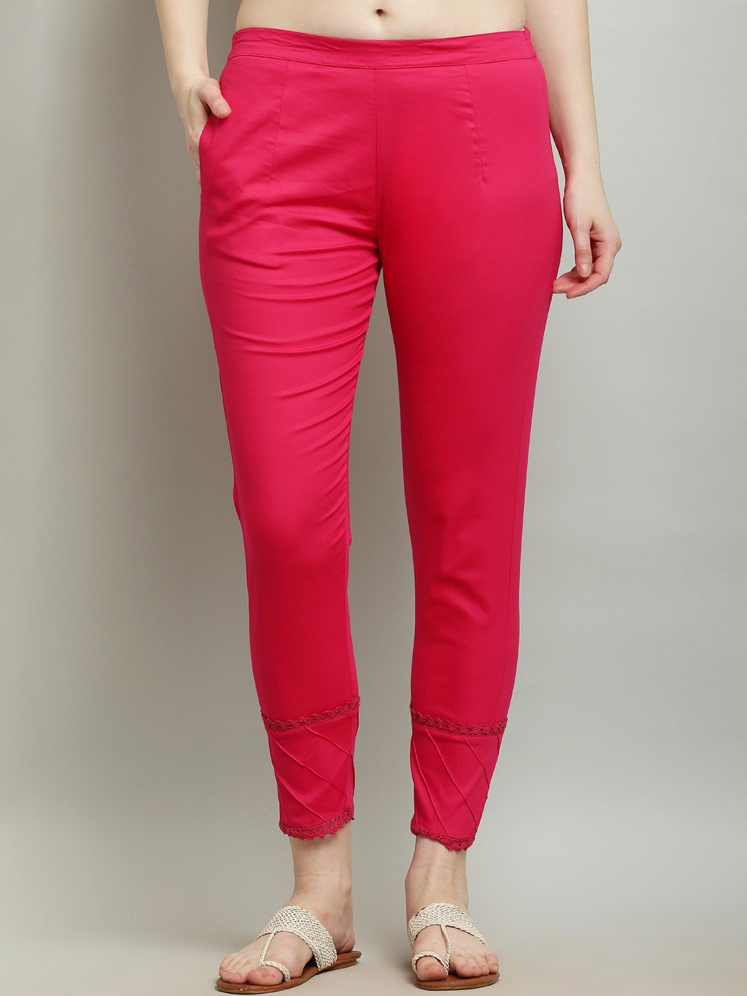 

Sellingsea Women Regular Fit Mid-Rise Cigarette Trouser, Pink