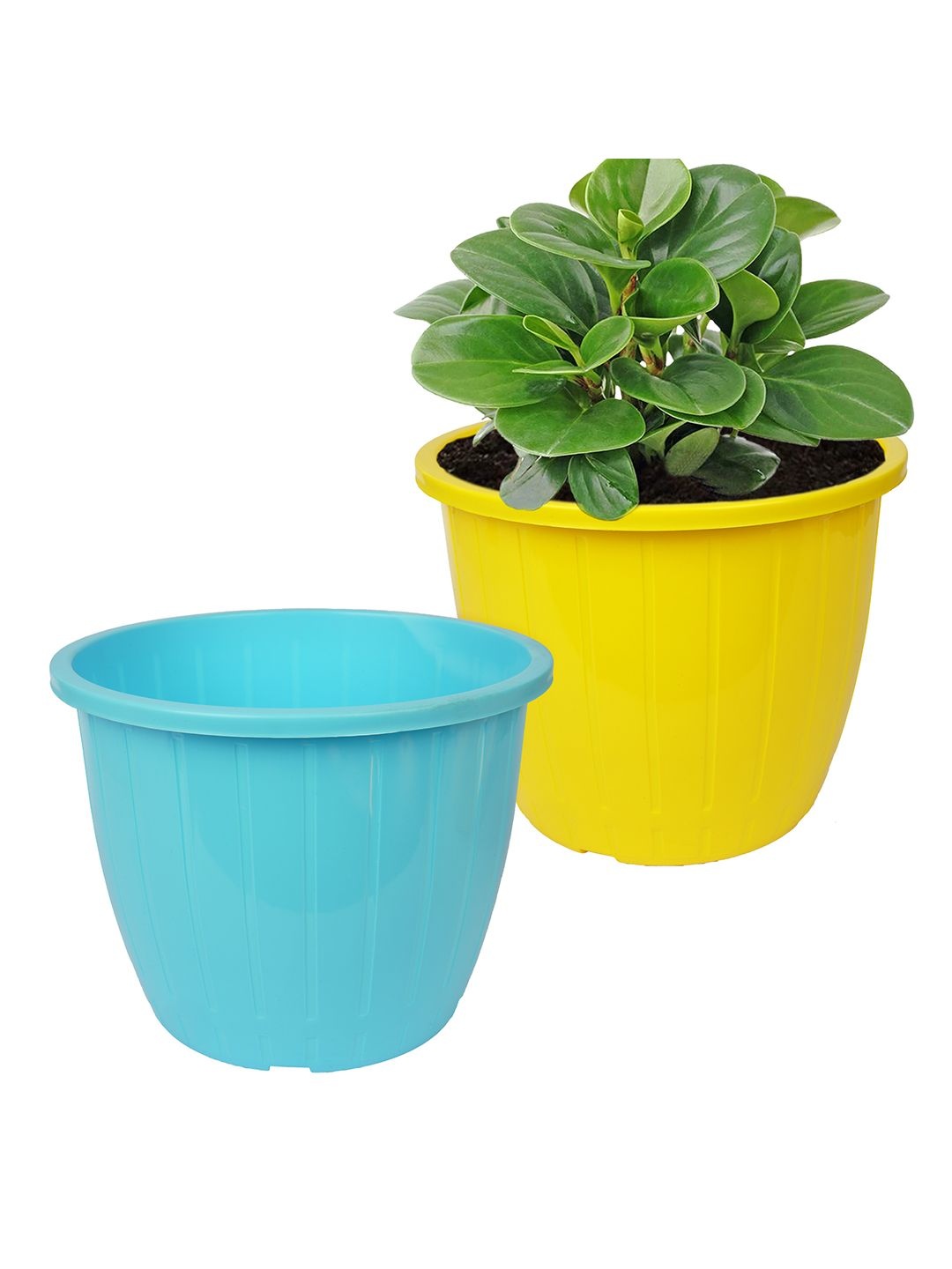 

Kuber Industries Blue & Yellow Pack of 2 Duro-Design Flower Planters