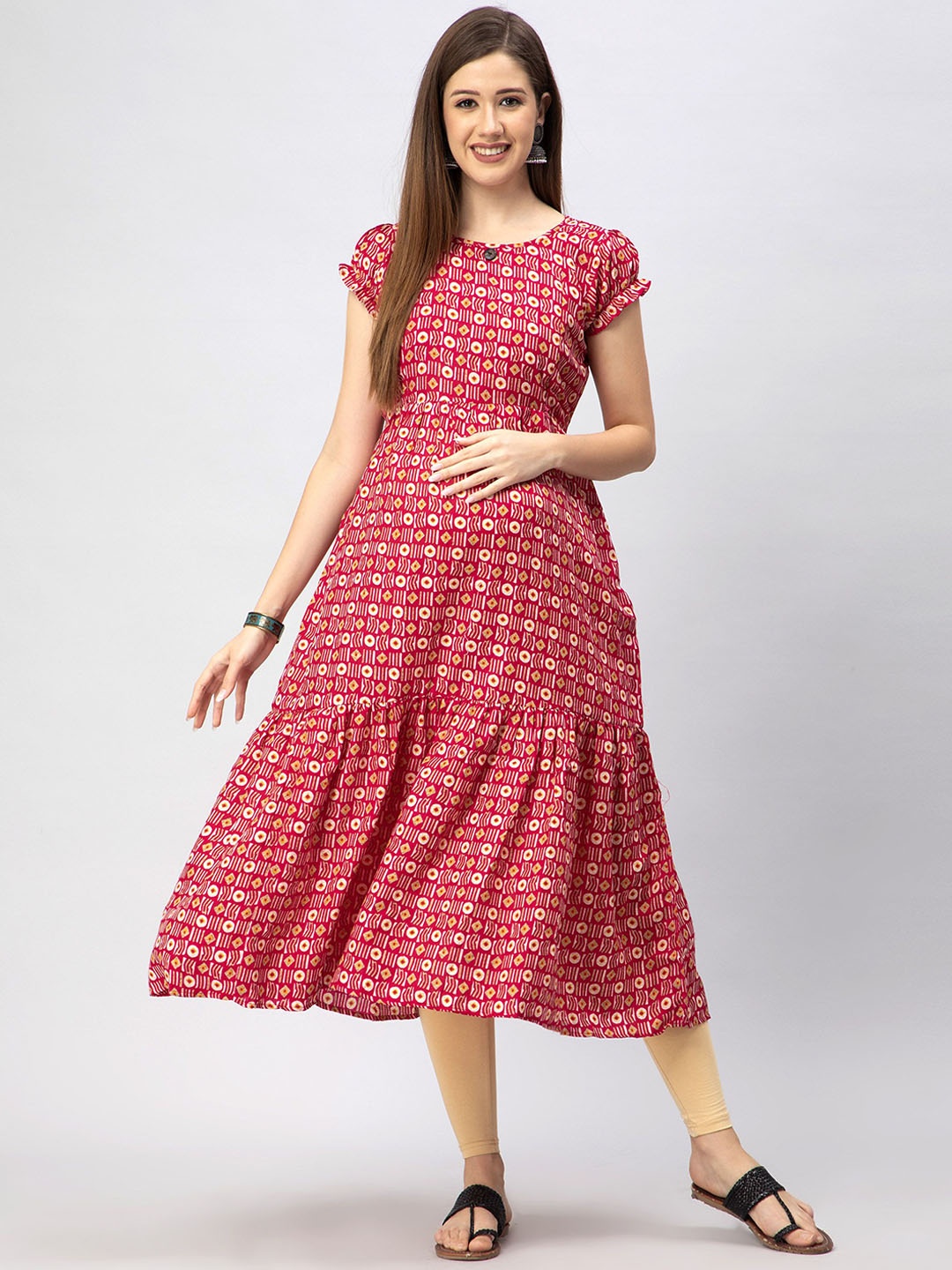 

CEE-18 Geometric Printed Anarkali Kurta, Pink