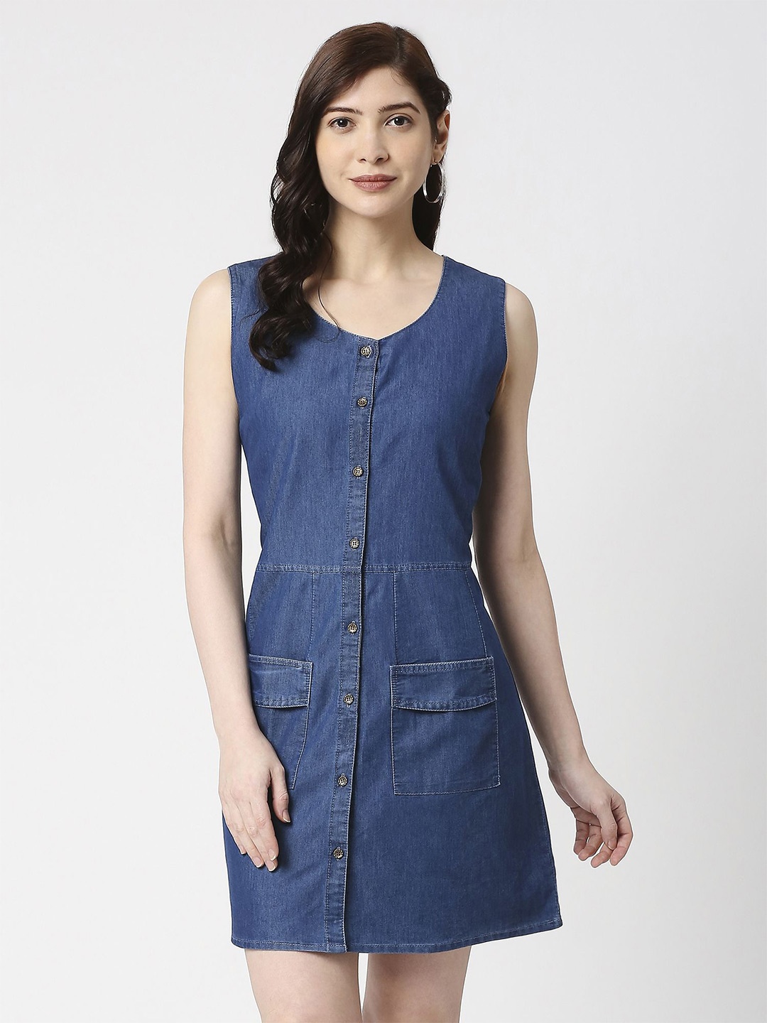 

CEFALU Denim Bodycon Dress, Blue