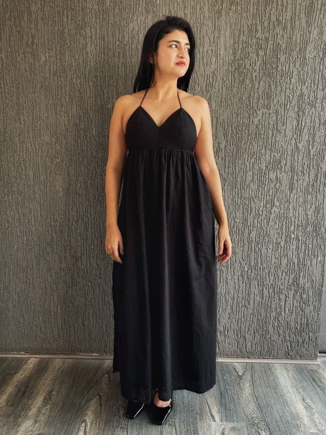 

FancyPants Halter Neck Maxi Dress, Black