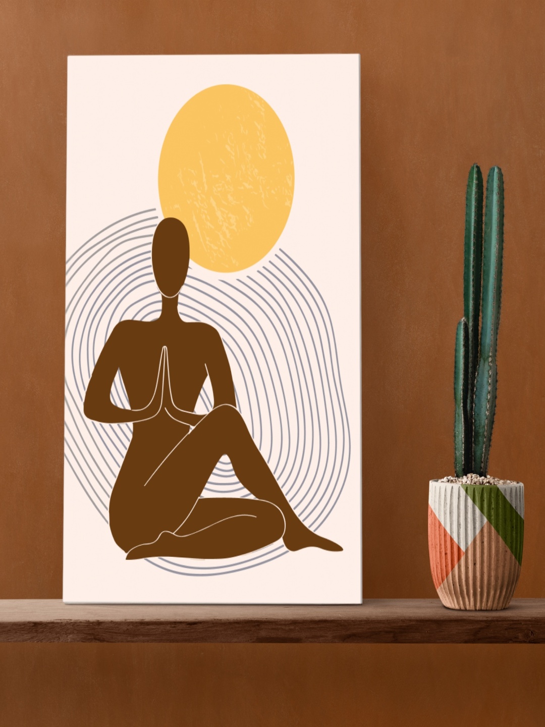 

Chalk My Theme Beige And Brown Yoga Wood Wall Art