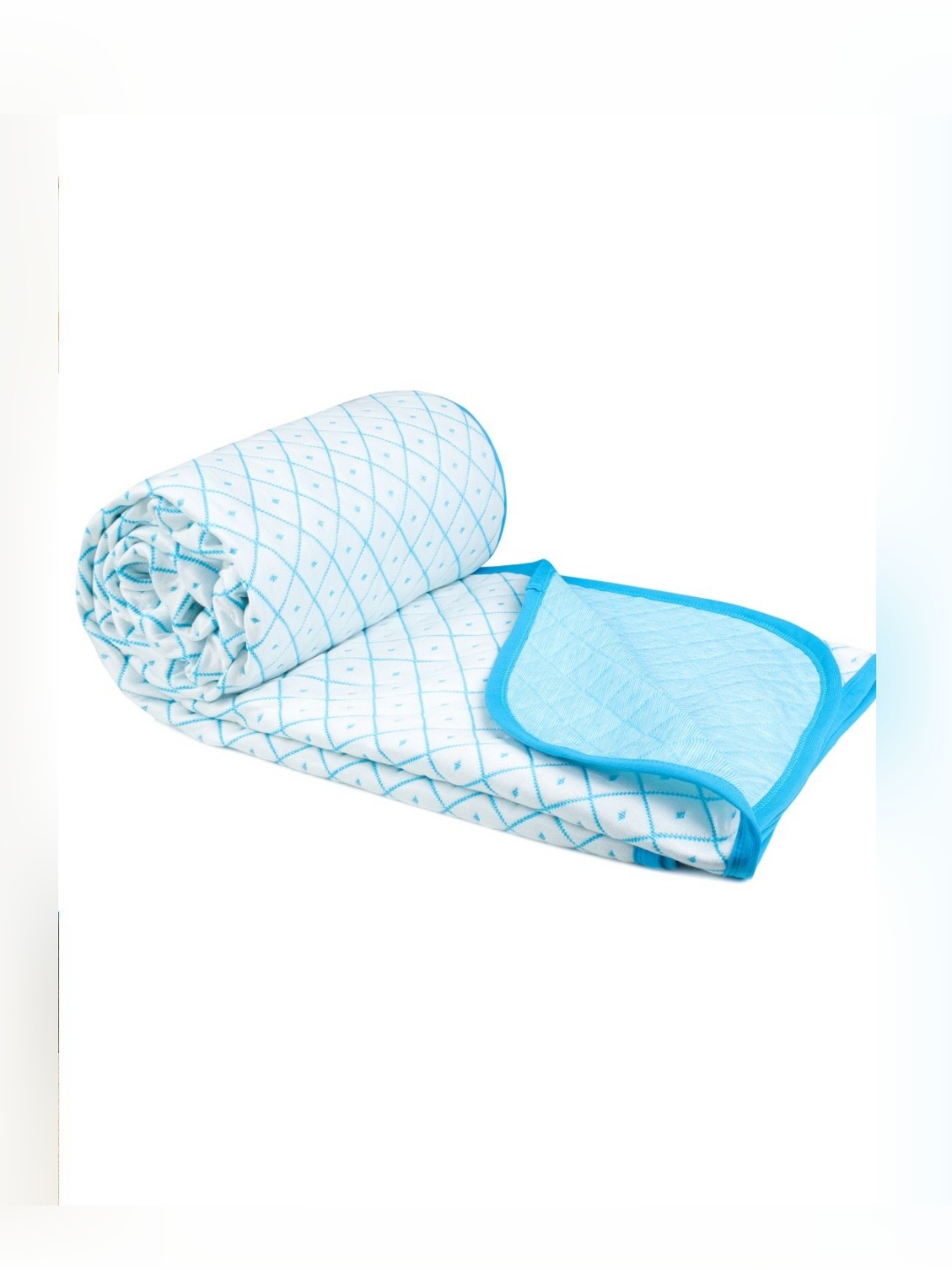 

bsb home Turquoise Blue Printed Pure Cotton 350 GSM AC Room Reversible Double Bed Dohar