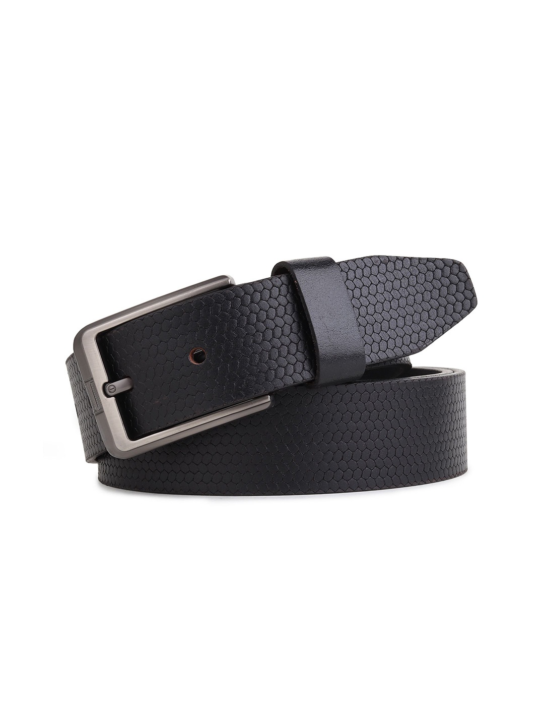 

Metronaut Men Textured Leather Formal Belt, Black