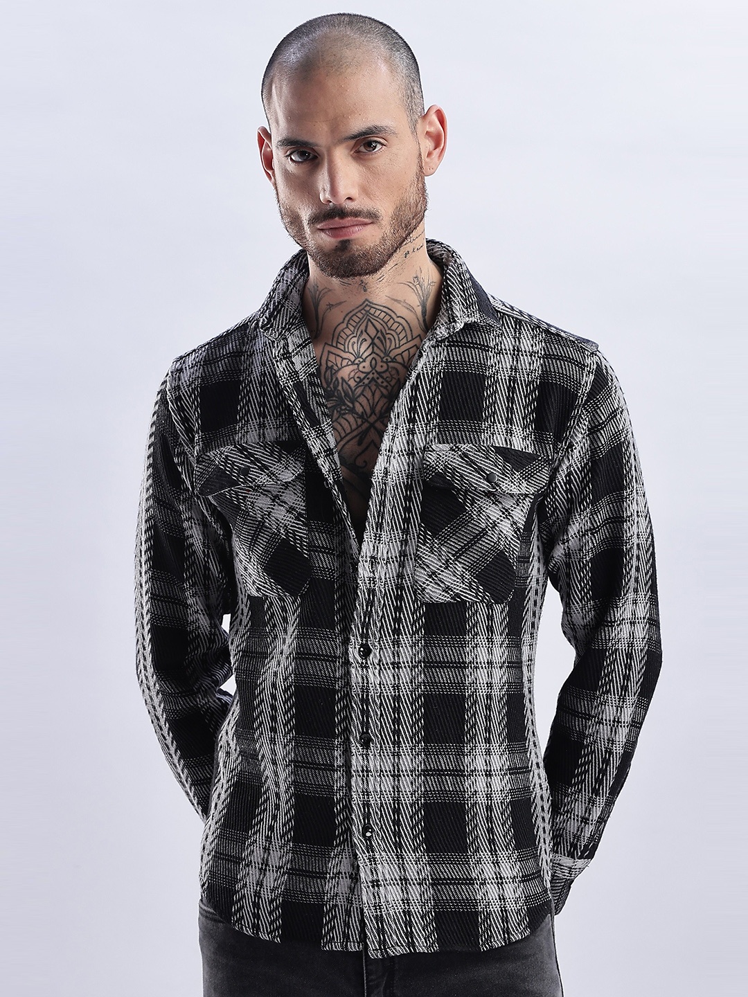

THE BEETEL HOUSE Men Flannel Regular Slim Fit Casual Shirt, Black