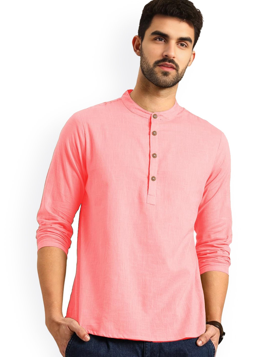 

univibe Men Kurta, Peach