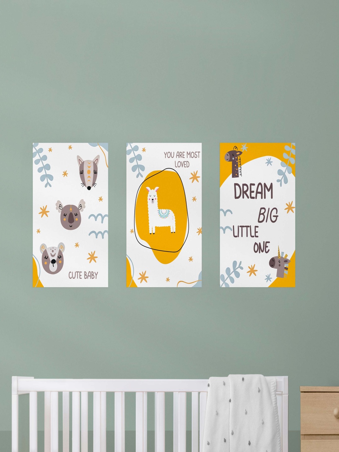 

SPECIAL YOU 3-Pcs White and Yellow Pastel Posters Kids Room Wall Festive Decoration