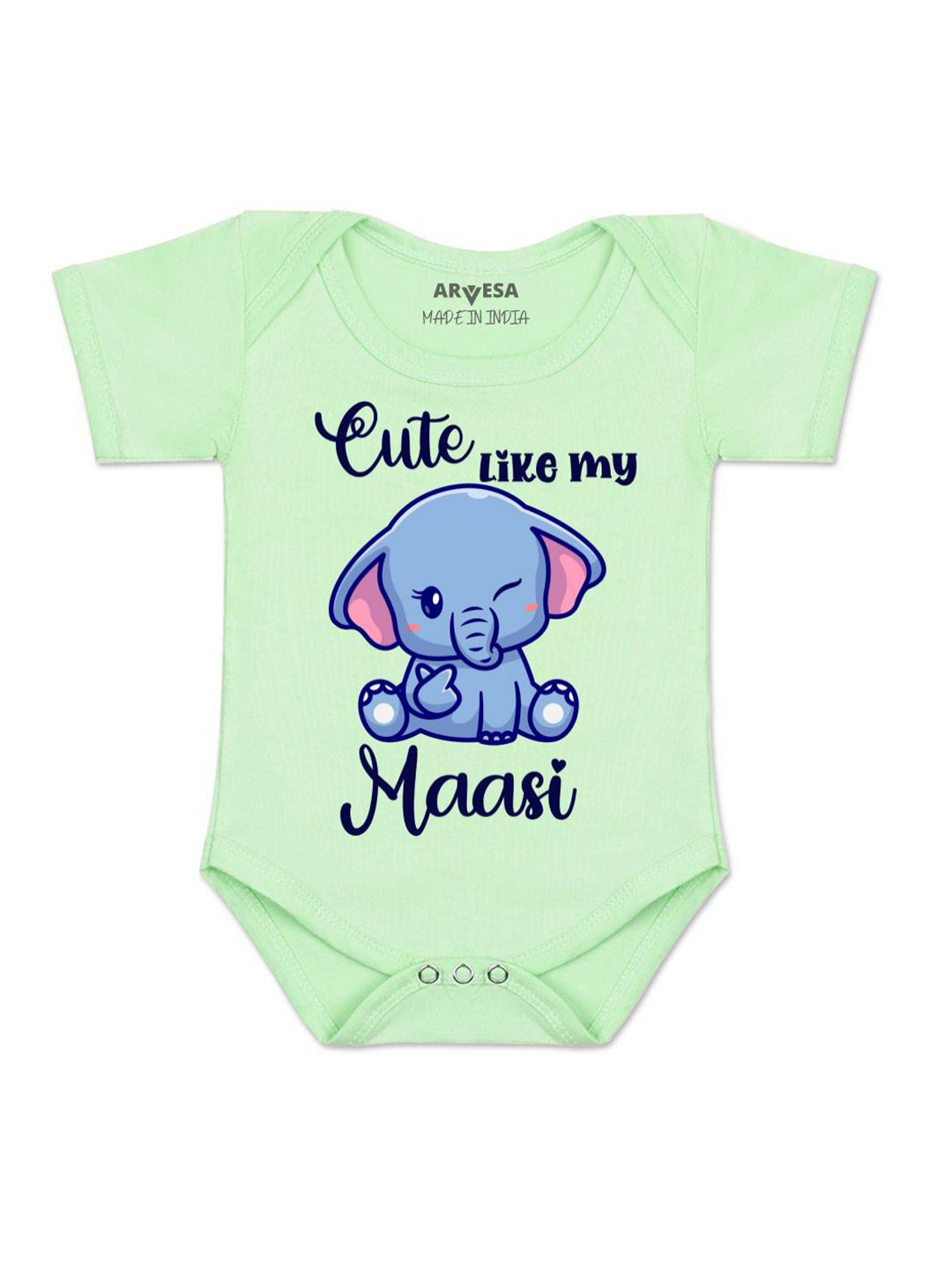 

Arvesa Kids Cute Like My Maasi Printed Romper, Green