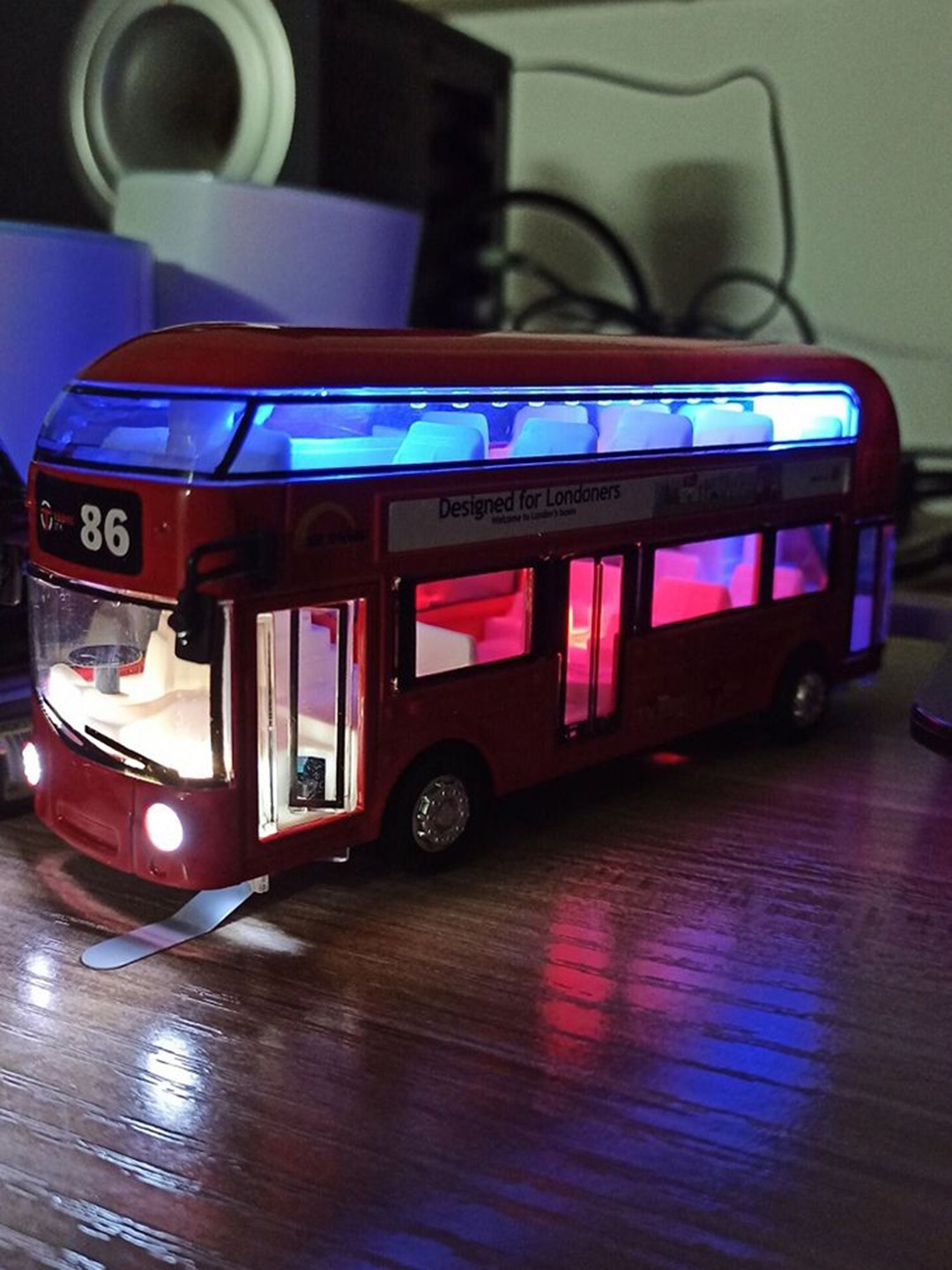 

UKAXA Kids Red Metal Double Decker Bus Toy