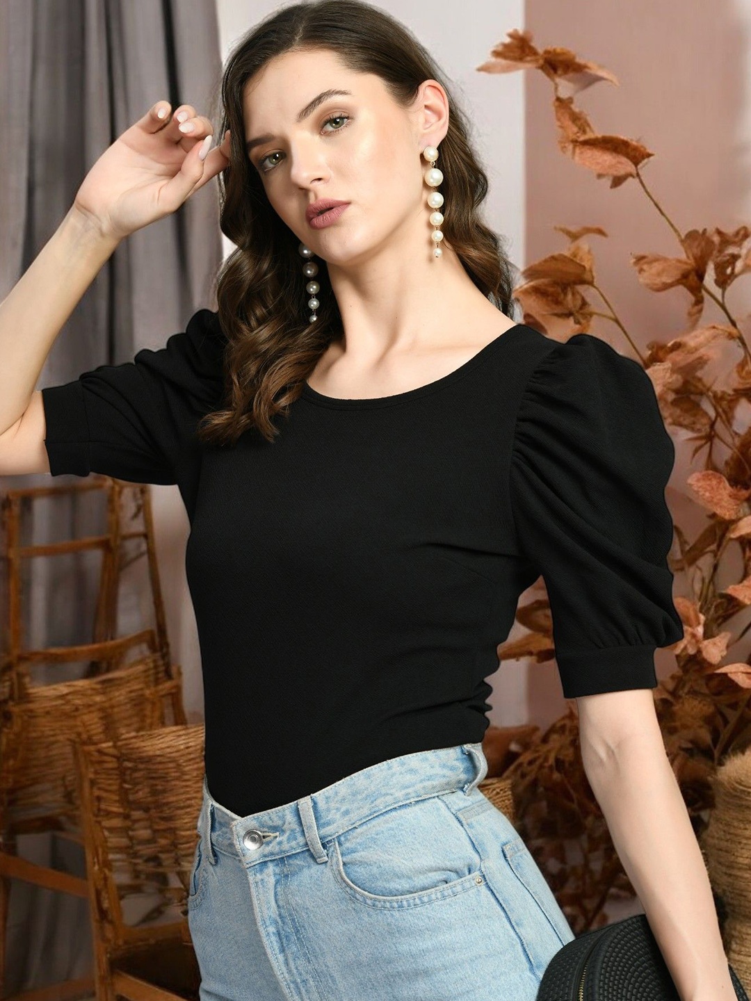 

Arbiter Collection Puff Sleeve Top, Black