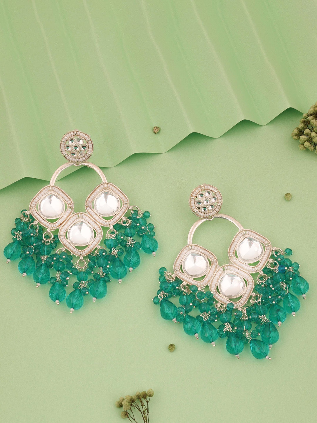 

Lyriss Silver-Plated Artificial Beads Contemporary Jhumkas